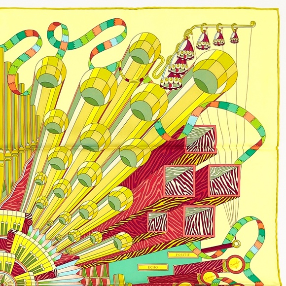 NWT Hermes Scarf Carré 90 "Point d’Orgue" in Light Yellow - Picture 8 of 10